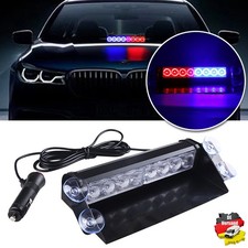 8 LED Rot Blau Auto LKW Frontblitzer Blitzlicht Warnleuchte Strobe Licht 12v DHL