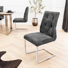 2er Set Freischwinger Stuhl COMFORT - anthrazit - Mikrofaser - Stahl - Bauhaus