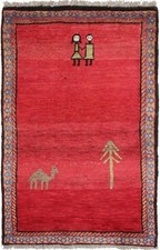 Original Perserteppich Gabbeh Ghashghai Orientteppich 133 cm x 84 cm Alt Natur