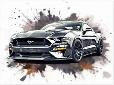 Ford Mustang Poster oder Leinwand - Auto Sportwagen Illustration Wandbild P245N
