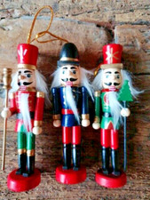 3x Nussknacker Anhänger Holz Weihnachten Nostalgie Christbaumschmuck 13 cm