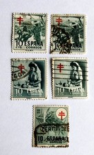 Spanien Briefmarken ca. 1950/51 Konvolut ROTES KREUZ 5 x 10 Cts. - gestempelt