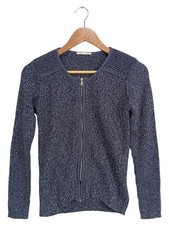 ESPRIT Damen Strickjacke Blau Meliert Gr. 36/S Casual Reißverschluss