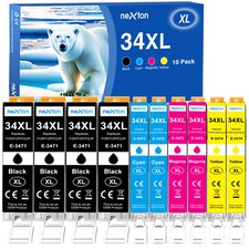 10er Drucker Patronen Für Epson 34 XL WorkForce Pro WF-3700 WF-3720 WF-3725 DWF