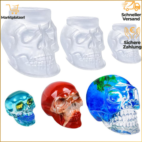 Totenkopf silikonform stück - totenkopf, 3