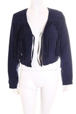 H&M DIVIDED Kunstlederjacke Damen Jacke Gr. DE 34 dunkelblau Boho-Look