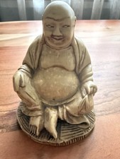Vintage dekorative Buddha-Figur in Marmoroptik Marmor-Look 14 cm, ca. 1 kg