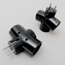 2 x Dreierstecker Mehrfachstecker 3-fach Stecker Bakelit