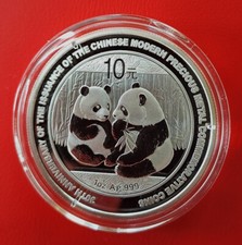2009 China 10 元 Yuan 30th Anniversary Chin. Modern Panda Münze 1oz Silber999 ST/