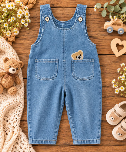 Baby latzjeans denim - latzjeans, tiermotiv