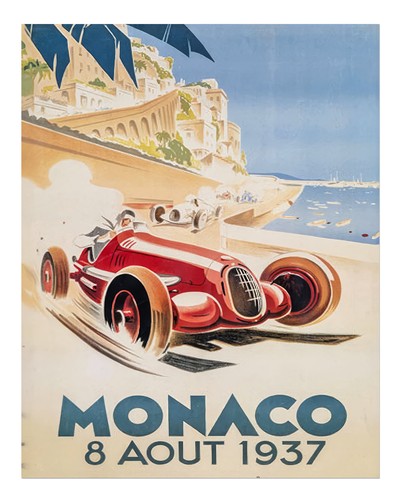 Vintage monaco 1937 rennplakat - 1937,
