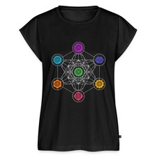 Energiezentren Metatron Würfel 7 Chakren Frauen Premium Bio Top