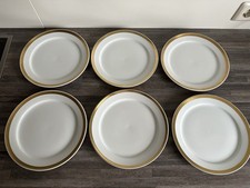 6 Speiseteller Melitta Hamburg Goldrand D 24 cm (a)