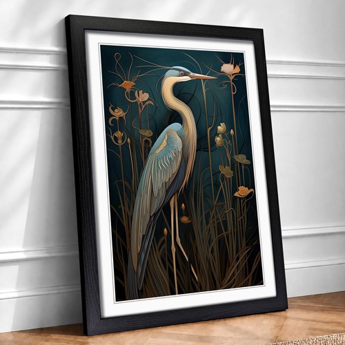 Reiher art deco gerahmter - reiher,