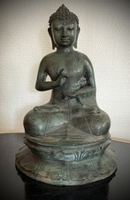 „Antike thailändische Bronze-Buddha Statue (31 cm) – Ayutthaya Stil - Hohlguss