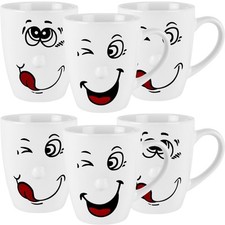 Kaffeetassen 12er Set Kaffeebecher Kaffee Tassen Becher Keramik Teetasse Gesicht