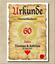 Urkunde Diamanthochzeit 60