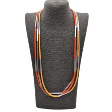 Kautschuk / Silikon / Gummi Kette Collier rot-schwarz-orange, 80 cm