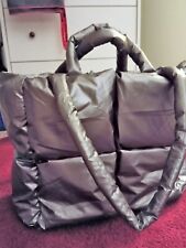 NEU Puffer Einkaufstasche Schultertasche  gesteppte Tasche Tragetasche Silber
