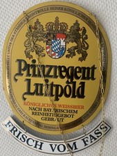 Alt Schild Prinzregent Luitpold Königliches Weissbier Emaille  Werbung Bier Fass