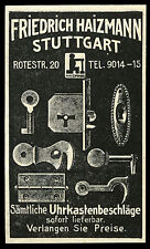 Alte Werbung 1924 Sämtliche Uhren-Kastenbeschläge Friedrich Haizmann Stuttgart