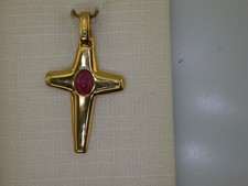Gold Kettenanhänger  Kreuz mit Rubin aus Juwelierauflösung