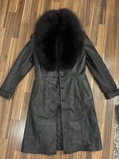 Leder Mantel mit Echtfell