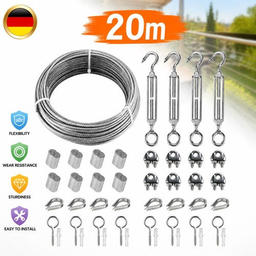 20m drahtseil edelstahl set - drahtseil,