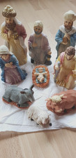9 Krippenfiguren sehr alt Gips