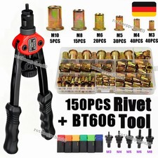 150x Nietmutternzange Set M3-M8 Blindniet Gewinde Mutter Niet Einsatz Nietzange