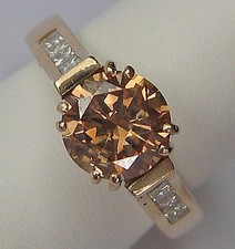 Brillantring Ring mit Solitär 1,77 ct fancy 10 Diamanten 0,50 ct 585 Gold Gr.56