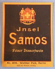 altes Weinetikett Flaschenetikett Etikett Feiner Dessertwein Insel Samos Entwurf