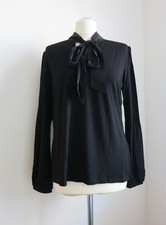 HALLHUBER elegante Schluppen-Bluse Schleife aus Seide schwarz Gr. XXL (XL 42)