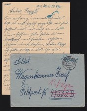 Uttendorf. Ostmark, FP.-Brief Text 20.1.1944 an 391. (Feldausbildungs-)Division.