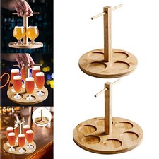 Holz Bier Verkostung Becher Tablett Getränkehalter Träger Glas Servier Set für Picknick