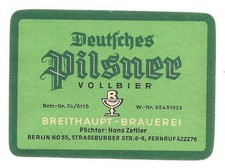 Bieretikett Breithaupt Brauerei Berlin DDR (ohne Dreieck)