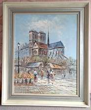 Notre Dame,Öl auf Presspappe