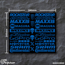 Sponsoren Stickersatz Azurblau | Aufkleber Set Fahrrad eBike BMX eMTB Helm