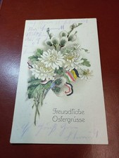 Alte AK Frohe Ostern Blumenstrauß Patriotika Fahnen Bänder Feldpost 1917