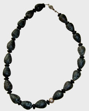 Halskette Natur Stein Lava  mit Perle