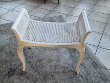 antik Hocker Sitzbank weiß mit Wiener Geflecht shabby chic
