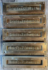 1 v. 5 Briefklappe Briefschlitz Briefkasten Messing Art Nouveau Brief Zeitung