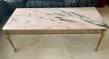 Couch-Tisch - Messing mit Marmorplatte L:140cm, B:60cm, H:48cm