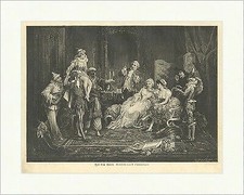 Vor dem Balle Fasching Kostüme Kleider Mode original Holzstich SUPERPREIS X 0685