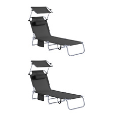 B-waren 2-er Set Sonnenliege mit Sonnendach Gartenliege OGS48-SCHx2-bwaren
