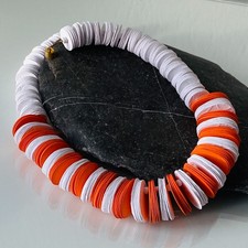 Bunte Statement-Kette aus Papierperlen – handgemacht & einzigartig - weiß orange