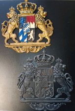 Bayernwappen Staatswappen Bayern Gusseisen d 29 cm Bemalt und Unbemalt.
