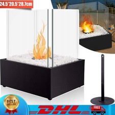 Mini-Kamin mit 4 gehärteten Glasplatten, Stahlsockel für Balkon, Garten,Terrasse