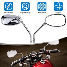 2x Motorrad Spiegel Chrom Oval