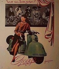 Altes Reklame Blechschild Oldtimer Motorrad Goggo Roller